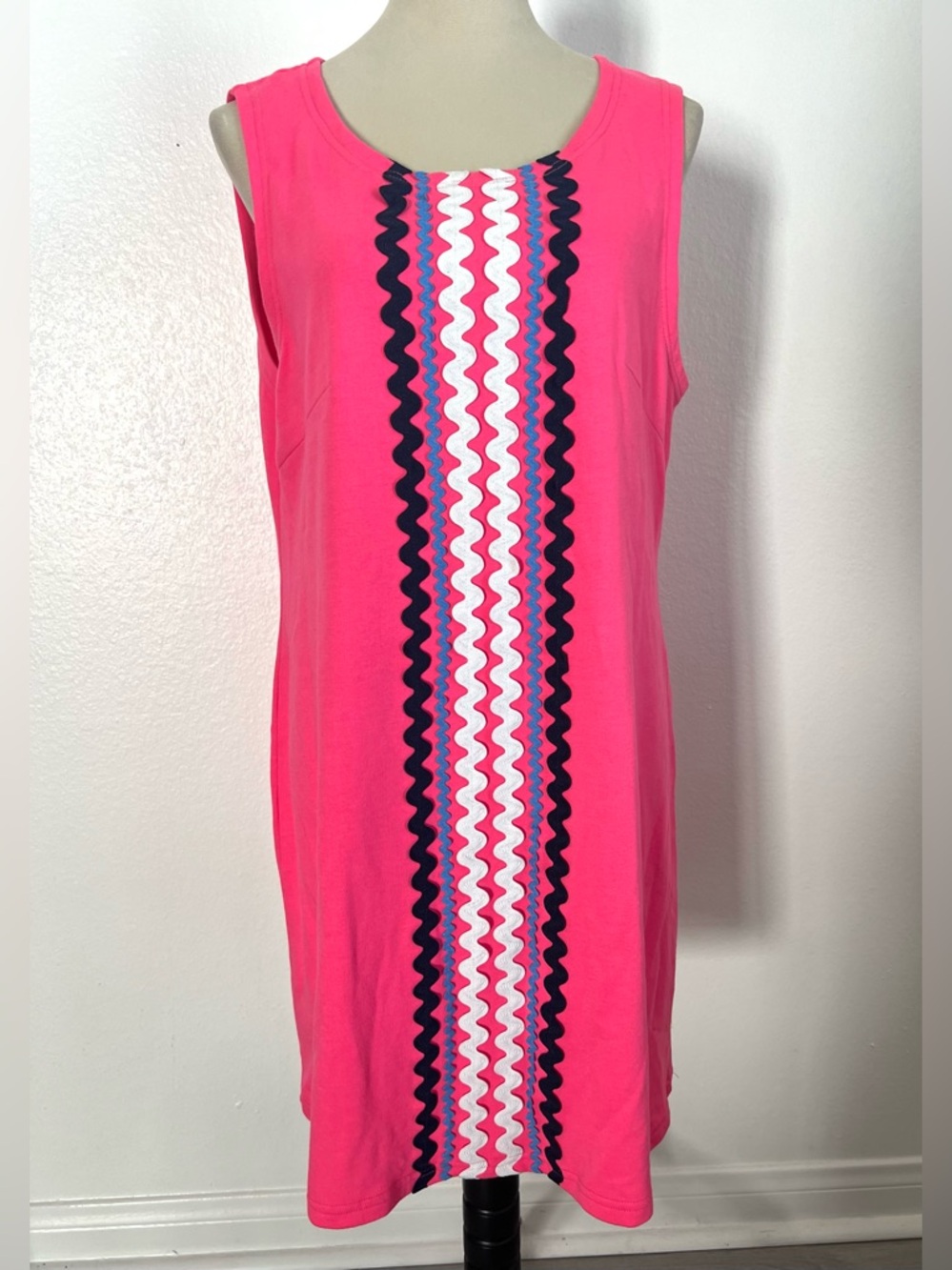 SAIL TO SABLE Sleeveless Hot Pink Hibiscus Tunic Terry Mini Dress Size Large
